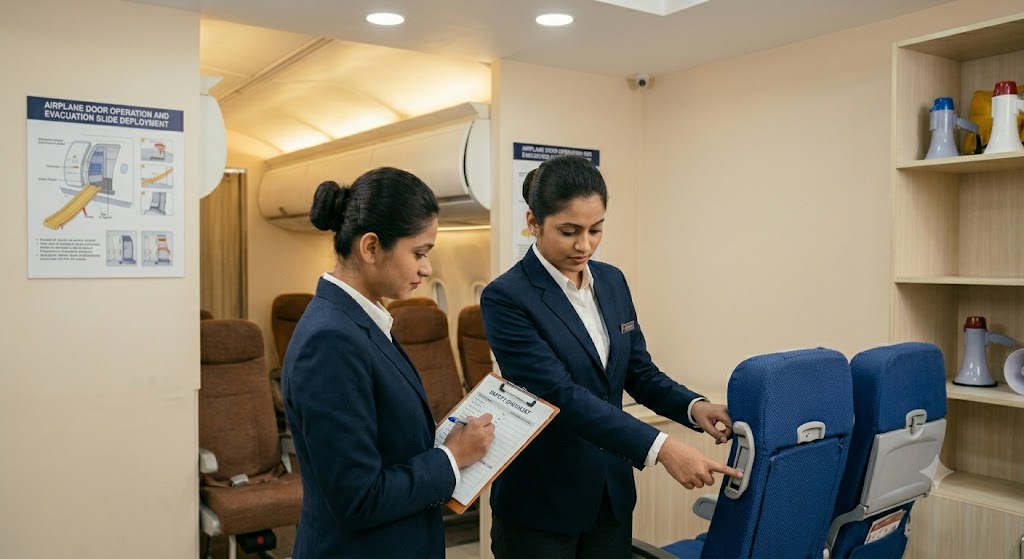 cabin crew student getting training in the institute