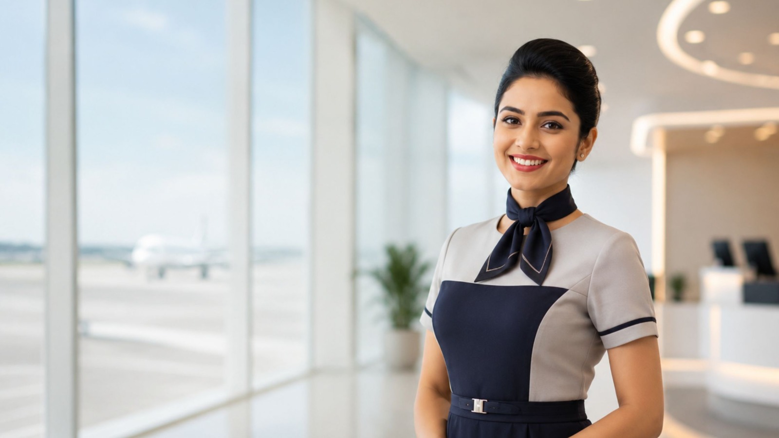 Best Cabin Crew Training Institute in Chennai – Professional cabin crew student at airport